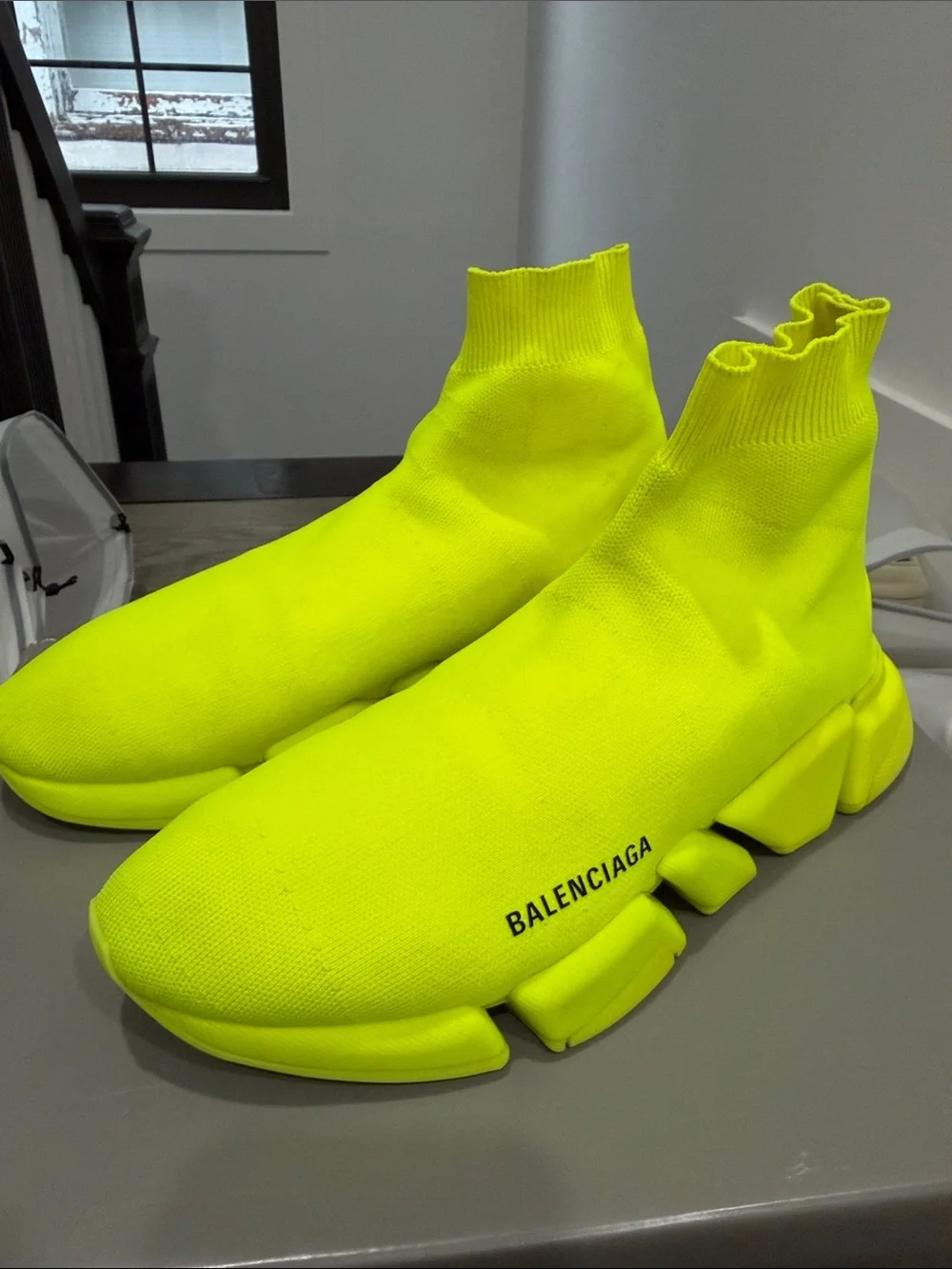 Balenciaga Men’s Neon Yellow Sock Sneakers
